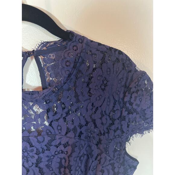 Keepsake Dress Mini Short Elegant Navy Lace Sheath Cocktail Sheath Large - Picture 4 of 12